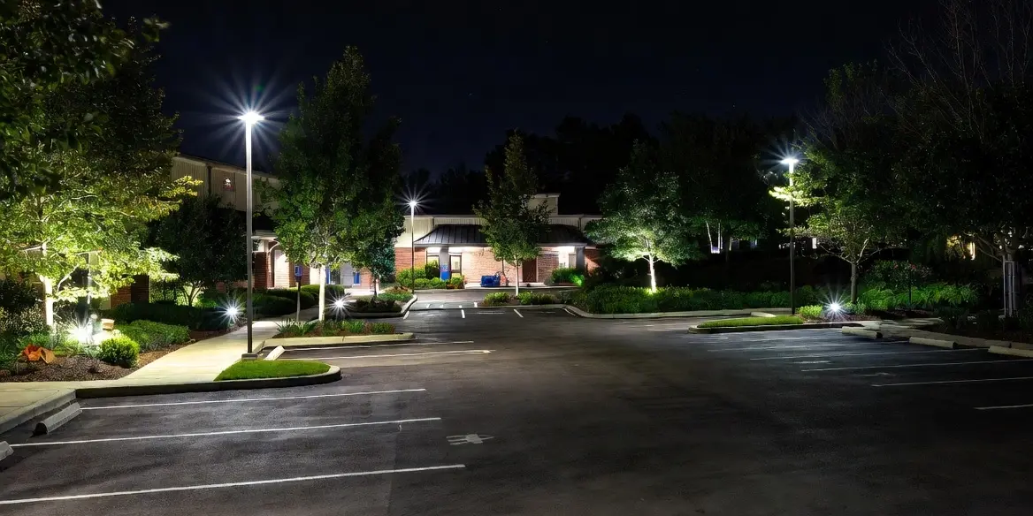 Parking Lot with Layered Lighting